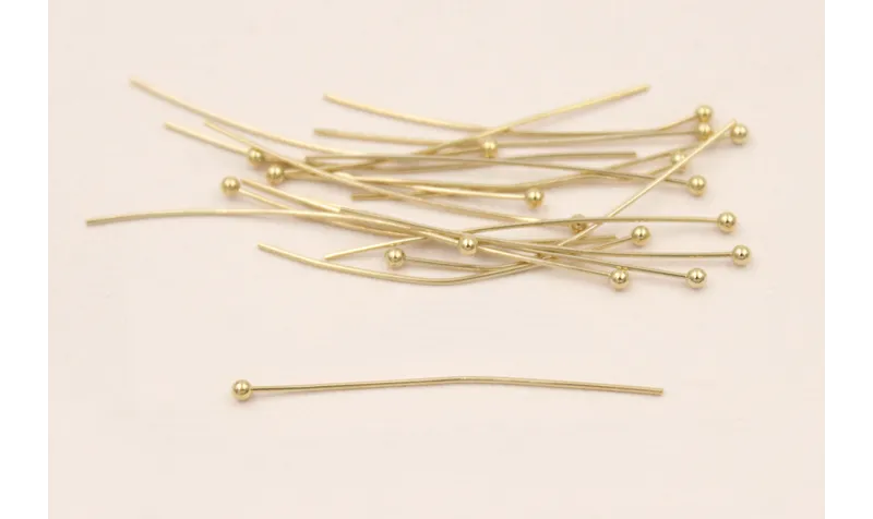 Alfiler 7*40mm cabeza de 1,8mm Baño Oro 18K-3 micr / Alfileres de Baño Oro 3 Micras 18K