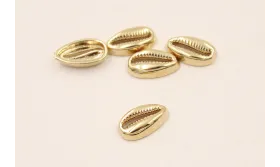 Cuenta Concha 9*5,5*3mm Baño Oro 18K 3 micras / Cuentas Metálicas de Baño Oro 3 Micras 18K