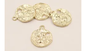 Medalla cangrejo 16*1,5mm  Baño Oro 18K y 3 micras / Cuentas Metálicas de Baño Oro 3 Micras 18K