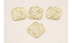 Colgante cuadrado 20*20*2mm Baño Oro 18K-3 micras / Cuentas Metálicas de Baño Oro 3 Micras 18K