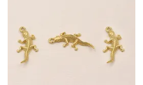 Golgante Lagarto 25*11mm Baño Oro 3micras 18 K / Cuentas Metálicas de Baño Oro 3 Micras 18K