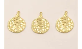 Chapa Colgante serpiente 24*12mm Baño Oro 3m. 18K / Cuentas Metálicas de Baño Oro 3 Micras 18K