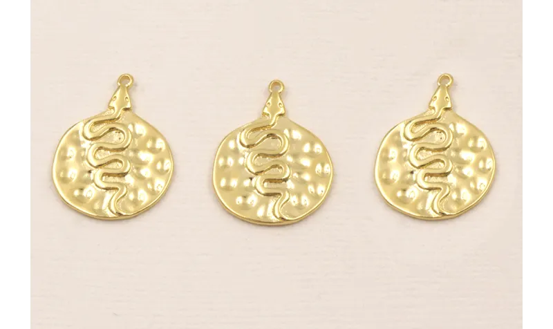 Chapa Colgante serpiente 24*12mm Baño Oro 3m. 18K / Cuentas Metálicas de Baño Oro 3 Micras 18K