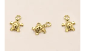 Colgante Tortuga 14*10*4mm Baño Oro 3 Micras 18K / Cuentas Metálicas de Baño Oro 3 Micras 18K