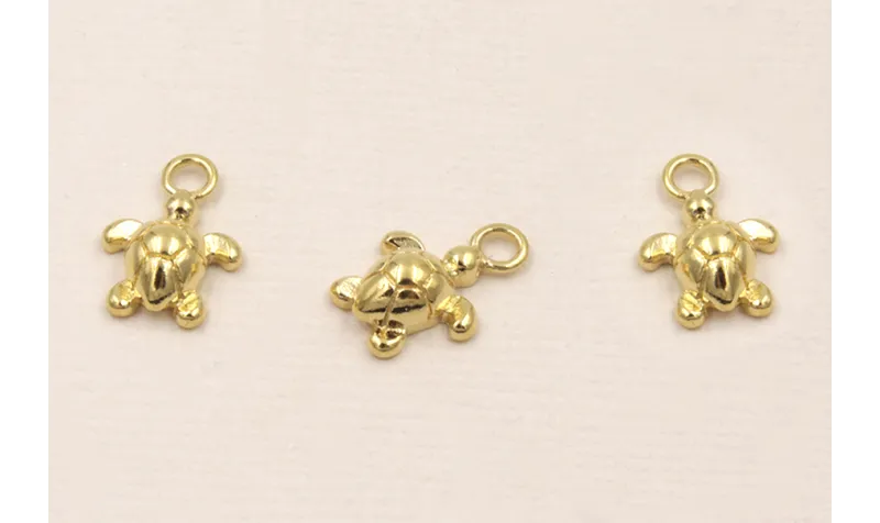 Colgante Tortuga 14*10*4mm Baño Oro 3 Micras 18K / Cuentas Metálicas de Baño Oro 3 Micras 18K