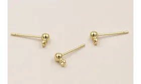 Perno con bolita de 3mm Baño Oro 3 Micras 18K / Base Pendientes 
