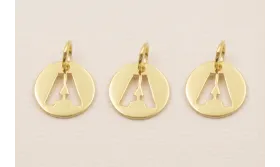 Colgante letra A 10mm Baño Oro 18K, 3Micras / Cuentas Metálicas de Baño Oro 3 Micras 18K