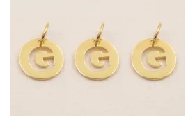 Colgante letra G 10mm Baño Oro 18K, 3Micras / Cuentas Metálicas de Baño Oro 3 Micras 18K