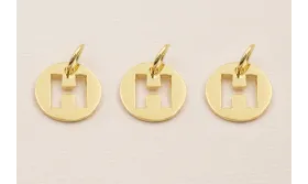 Colgante letra H 10mm Baño Oro 18K, 3Micras / Cuentas Metálicas de Baño Oro 3 Micras 18K