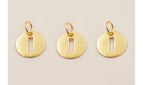 Colgante letra i 10mm Baño Oro 18K, 3Micras / Cuentas Metálicas de Baño Oro 3 Micras 18K