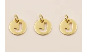 Colgante letra J 10mm Baño Oro 18K, 3Micras / Cuentas Metálicas de Baño Oro 3 Micras 18K