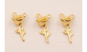 Colgante Flor 12*2mm Baño ORO 3M 24K / Cuentas Metálicas de Baño Oro 3 Micras 18K