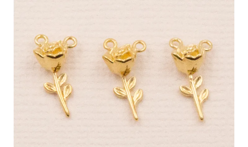 Colgante Flor 12*2mm Baño ORO 3M 24K / Cuentas Metálicas de Baño Oro 3 Micras 18K