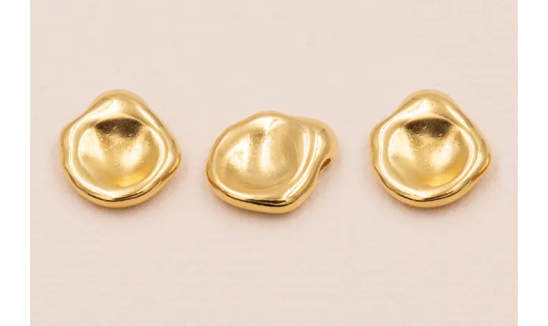 Disco aplastado de 10mm diámetro Baño Oro 3M 18K / Cuentas Metálicas de Baño Oro 3 Micras 18K