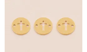 Disco Cruz Calada 10mm Baño Oro 3M 18K / Cuentas Metálicas de Baño Oro 3 Micras 18K