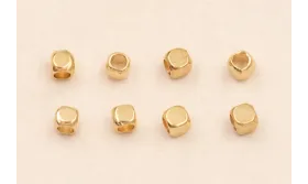 Cubo 2*2mm Baño ORO 18K 3 Micras / Cuentas Metálicas de Baño Oro 3 Micras 18K