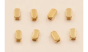 rectangulo 4*2mm Baño ORO 18K 3 Micras / Cuentas Metálicas de Baño Oro 3 Micras 18K