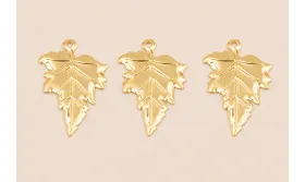 Colgante Hoja 23*13mm Baño Oro 18K 3 Micras / Cuentas Metálicas de Baño Oro 3 Micras 18K