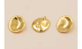 Colgante botón Concavo 12*10mm Oro 3M - 18K / Cuentas Metálicas de Baño Oro 3 Micras 18K