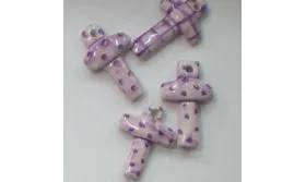 Cruz Cerámica Lila  /Cuentas de  Ceramica 