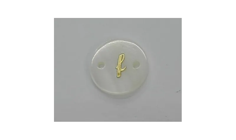 disco nacar 15mm letra f /Cuentas de  Nacar 