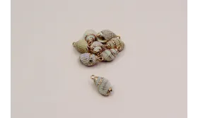 Caracola borde dorado 15*10mm con anilla /Cuentas de  Nacar 