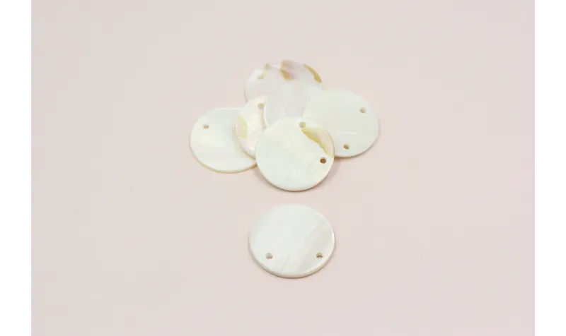 Disco Nacar 25mm con 2 agujeros /Cuentas de  Nacar 