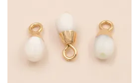 Pendulo Nacar con gancho dorado 12*5mm /Cuentas de  Nacar 