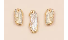 Chip Madreperla irregular 5-7*13-20mm bordes Oro /Cuentas de  Nacar 