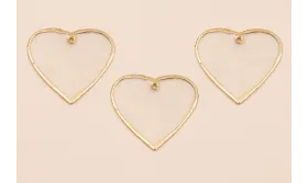 Chapa Corazón Nacar 34*37mm bordes dorados /Cuentas de  Nacar 