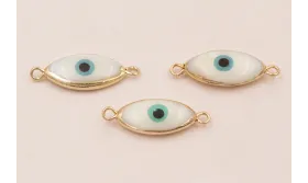 Entrepieza Nacar 21*10 Ojo Turco y bordes dorados /Cuentas de  Nacar 