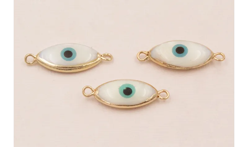 Entrepieza Nacar 21*10 Ojo Turco y bordes dorados /Cuentas de  Nacar 