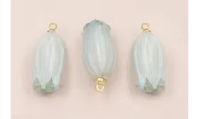 Flor Natural Campanilla con Resina 23*10 azulado /Cuentas de  Nacar 