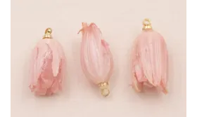 Flor Natural Campanilla con Resina 23*10 rosa /Cuentas de  Nacar 