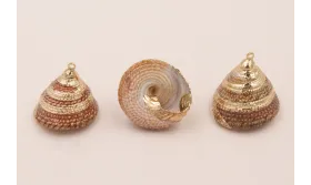 Caracola Piramidal  24*20mm bordes dorados /Cuentas de  Nacar 