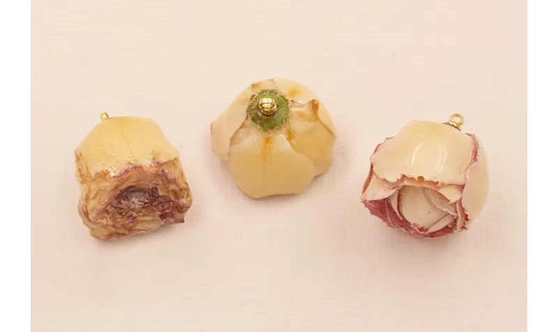 Colgante Flor Natural 17*23mm Crema y Rosa /Cuentas de  Nacar 