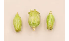 Flor Natural Campanilla con Resina 23*10 Verde /Cuentas de  Nacar 