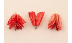 Flor Natural Campanilla Resina 25*20 Frambuesa /Cuentas de  Nacar 