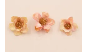 Flor Natural con Resina 30-35mm diam. Color Rosa /Cuentas de  Nacar 