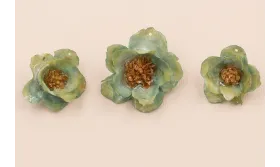 Flor Natural con Resina 30-35mm Color Turquesa /Cuentas de  Nacar 