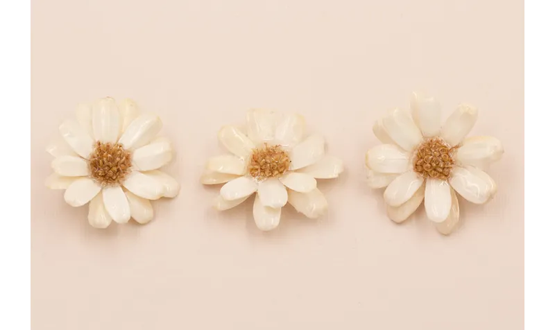 Flor Narutal con Resina: Doble Cara 50mm Beige /Cuentas de  Nacar 