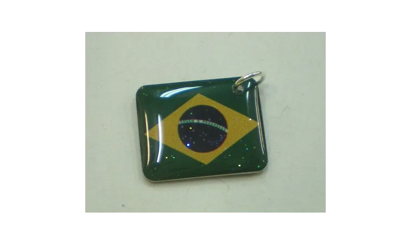 Bandera Brasil 22*18 /Cuentas de  Plástico / Resina 