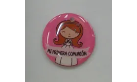 Disco Resina Mi Primera Comunión 20mm Rosa /Cuentas de  Plástico / Resina 