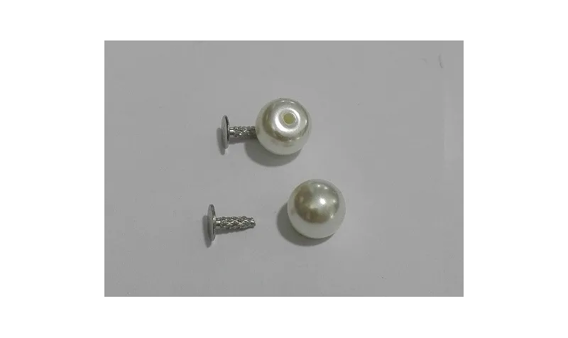 Perla 8mm con medio agujero y con remache /Cuentas de  Plástico / Resina 