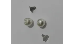 Perla 6mm con medio agujero y con remache /Cuentas de  Plástico / Resina 