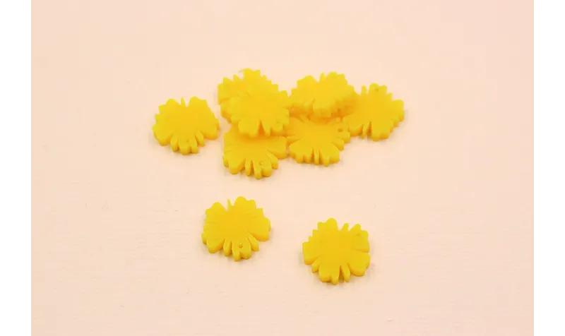 Flor Metacrilato 13mm diámetro Amarillo /Cuentas de  Plástico / Resina 