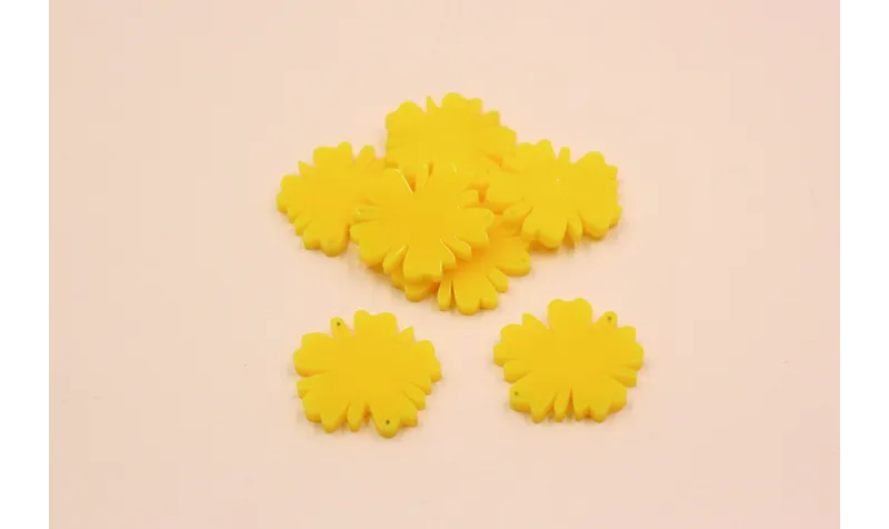 Flor Metacrilato 23mm diámetro Amarillo /Cuentas de  Plástico / Resina 