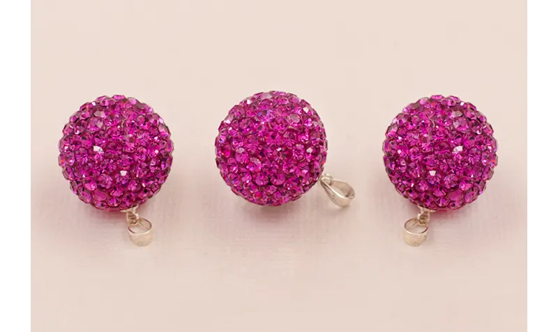 Colgante Strass 18mm con gancho plata Fucshia.  CPT211-1