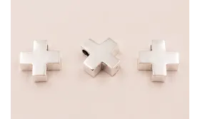 Colgante Cruz hueca PLATA 925  de 15mm / Cuentas Metálicas de Plata 925