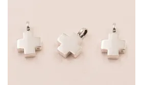 Colgante Cruz Hueca PLATA LEY con asa 12*12 / Cuentas Metálicas de Plata 925